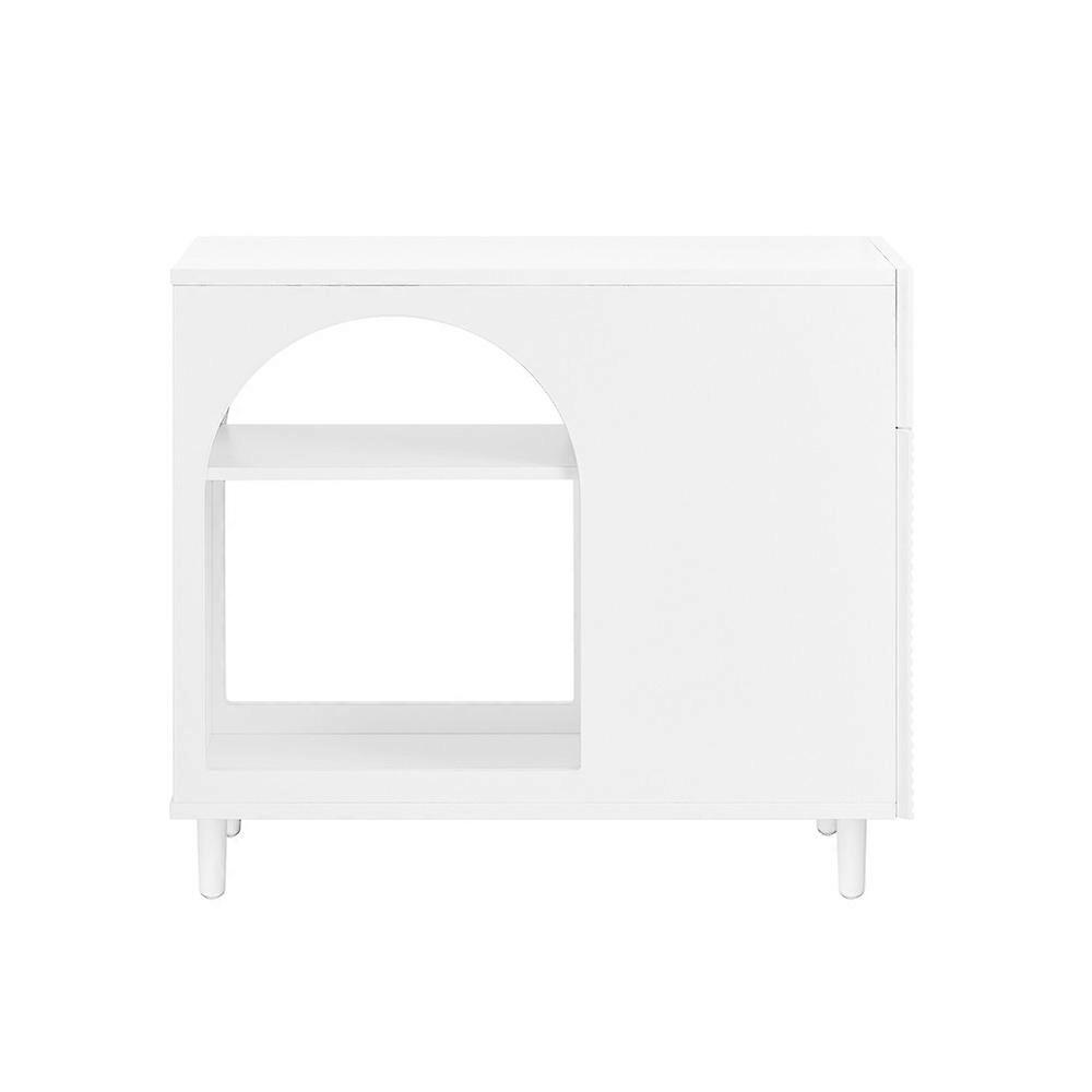 SoBuy FBT135-W, Elegant Sidebord med Skuffe, Opbevaringsskab, Sofa, Sidebord, Sofabord med 4 Ben, Træ, en Dør og 2 Åbne Opbevaringsrum