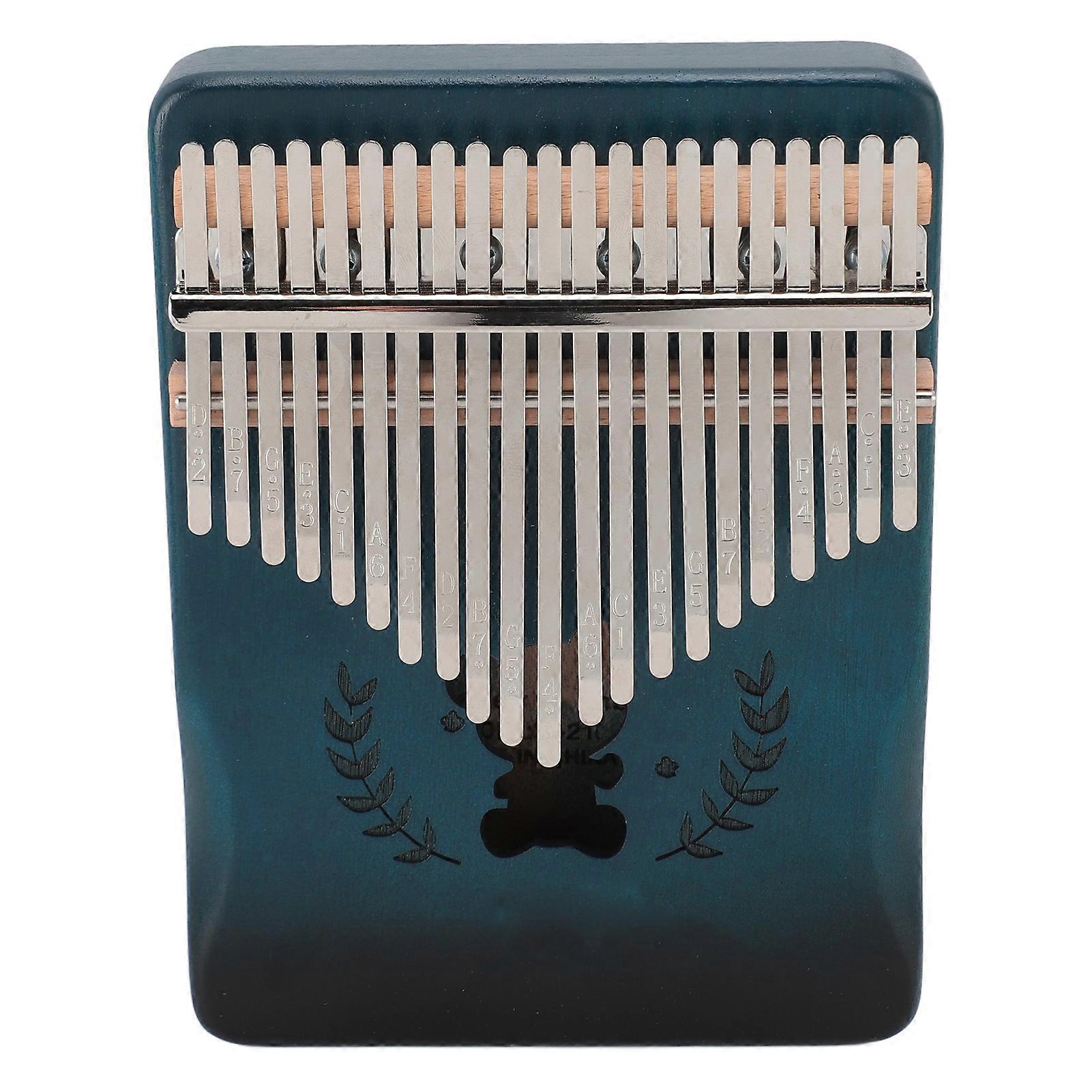 21 Keys Thumb Piano with Tuning Hammer Peach Wood Kalimba Finger Musical Instrument for Daily Playing Gradient Blue