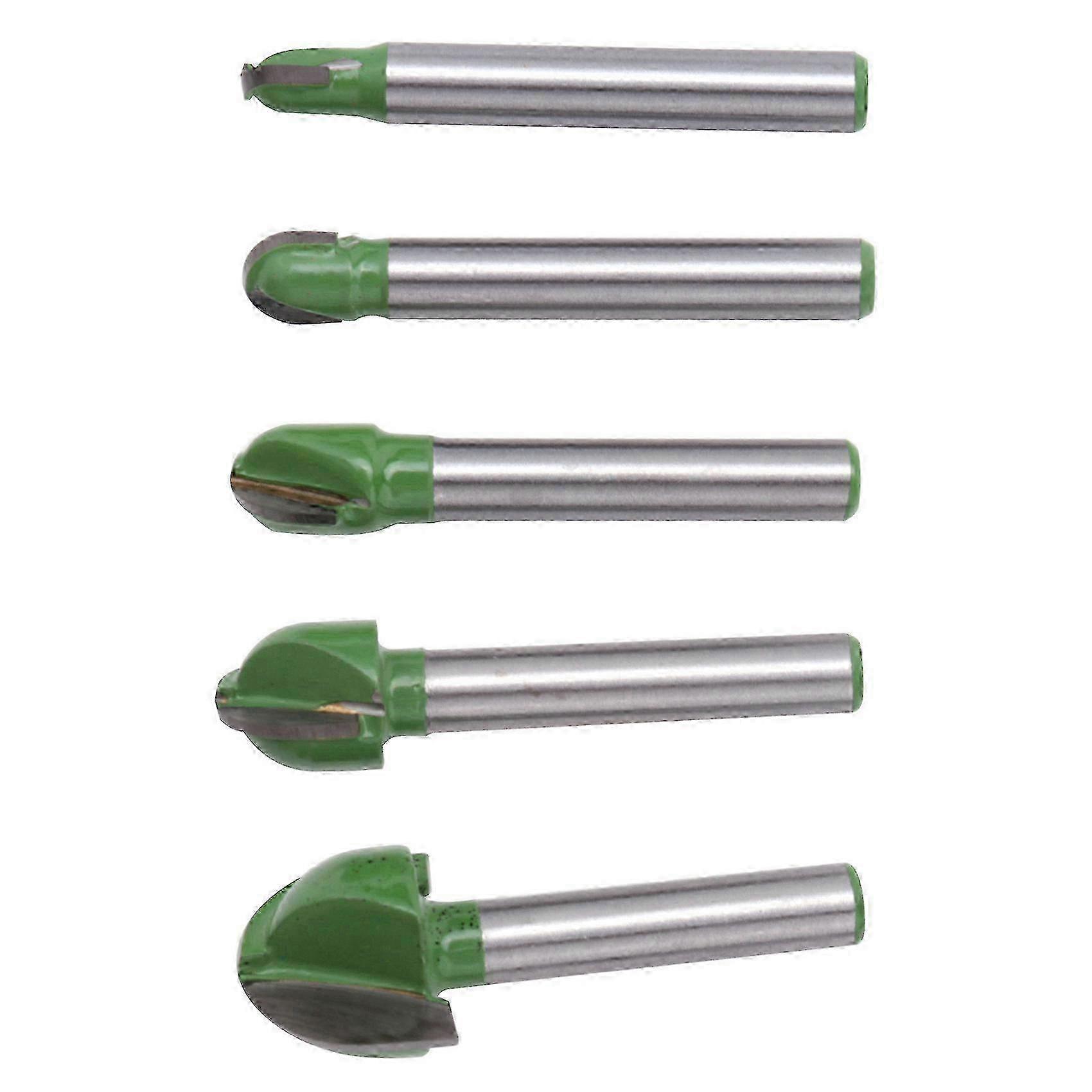 5Pcs 6Mm Shank Ball Nose Router Bits Set End Mill Round Cove Box Solid Carbide CNC Radius Core Milling Bit