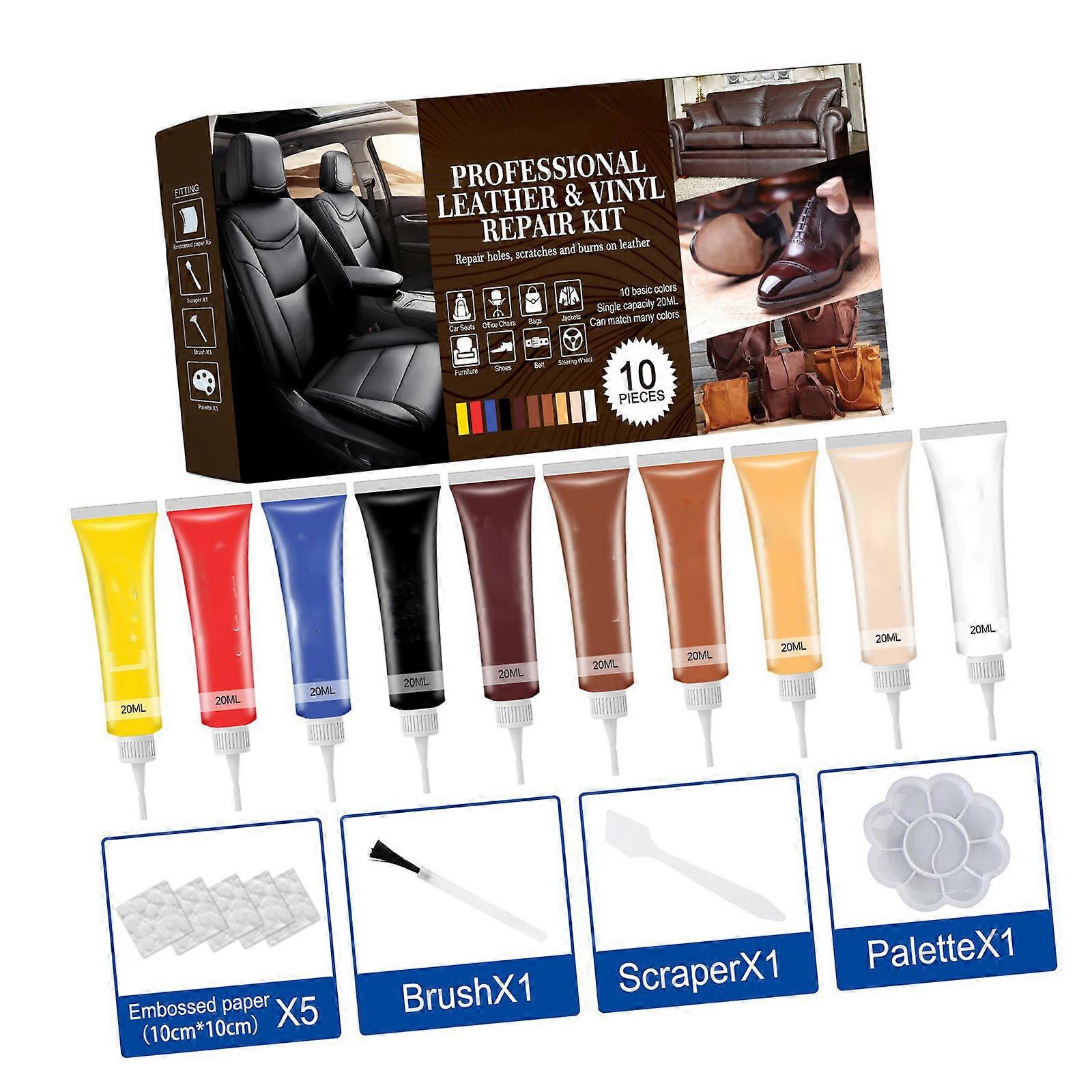 Advanced Leather Color Restorer Cream Set With Conditioning Repair For Car Interior Surfaces Sofa, Jacket Multicolor