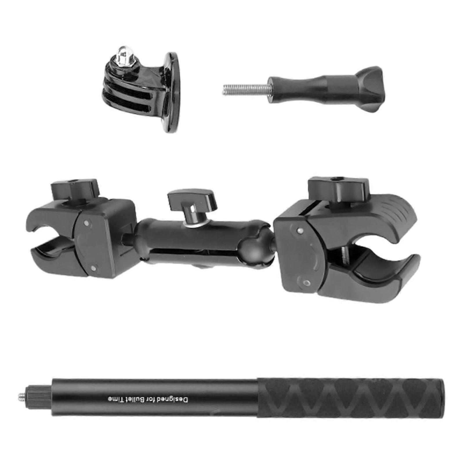 360 Rotatable Action Camera Mount Double Clamp Design Cycling Motorcycles Vibration Resistant Easy Setups Multicolor