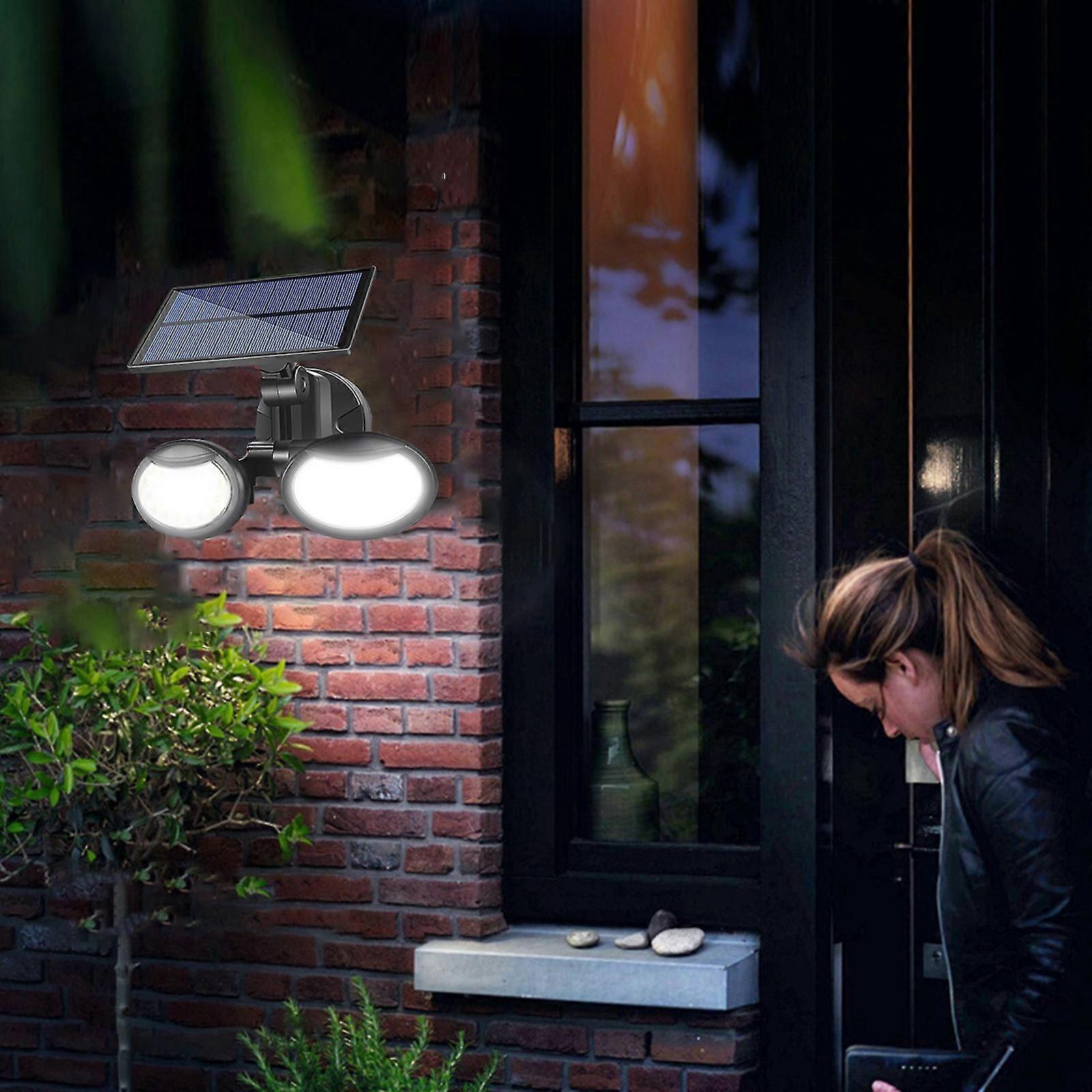 Solar Outdoor Lights, 500lm Security Lights With 56 Led Lamp Beads, 2 Heads Motion Sensor Lights, Ip65 Waterproof With 3 Modes