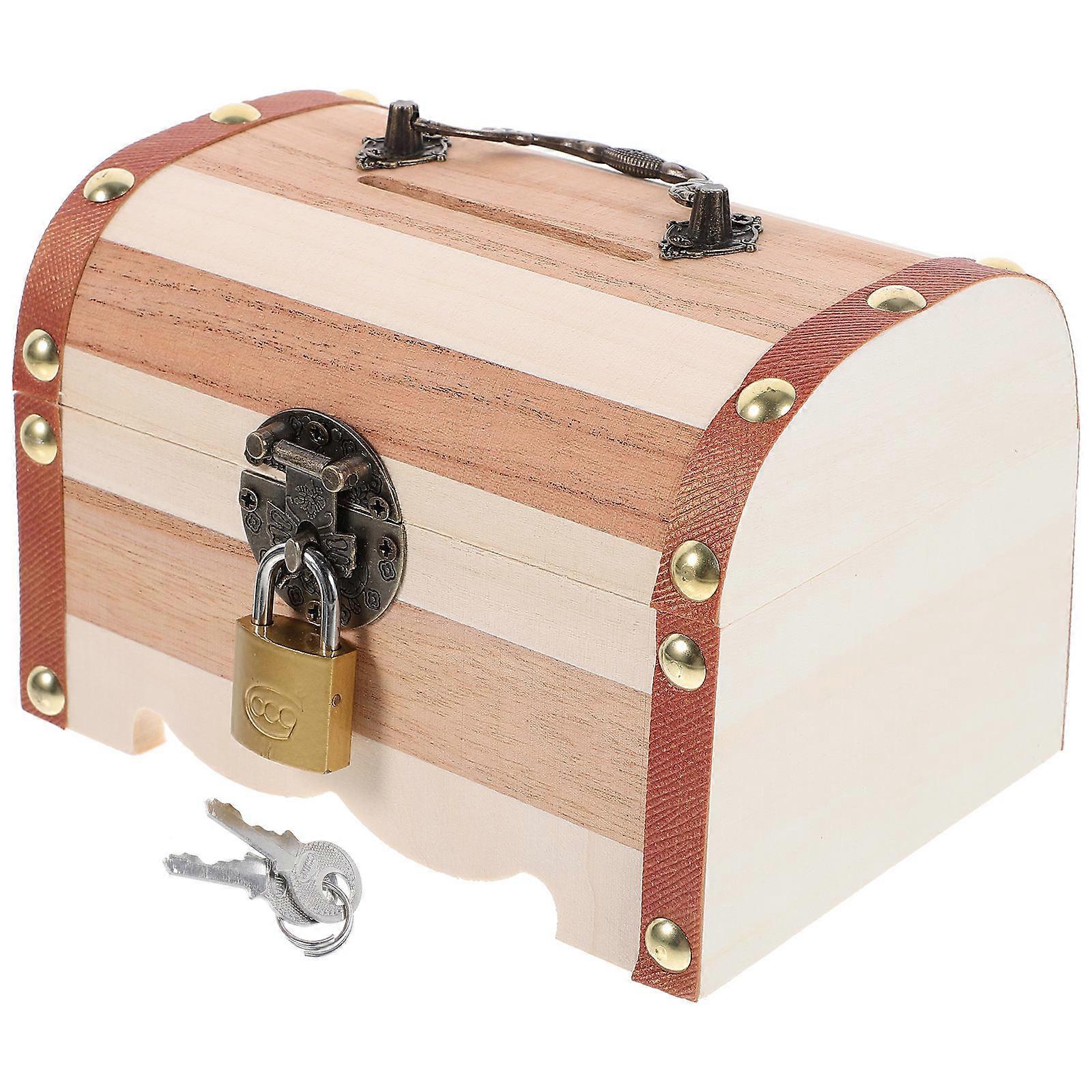 Wooden Piggy Bank for Storage Use with Lock and Coin Container