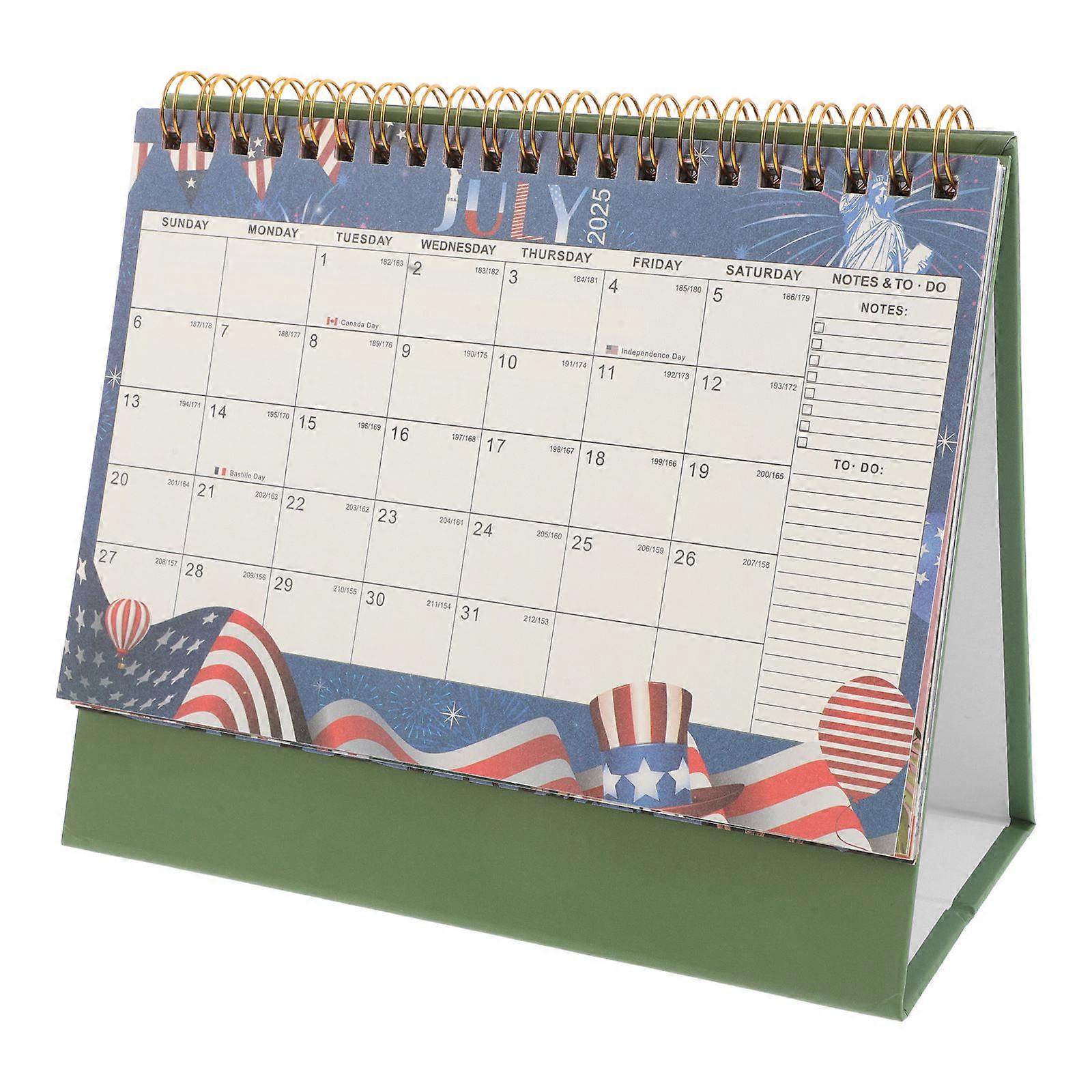 Green Mini Desk Calendar for Reminding Use 2026 Monthly Planner with Paper