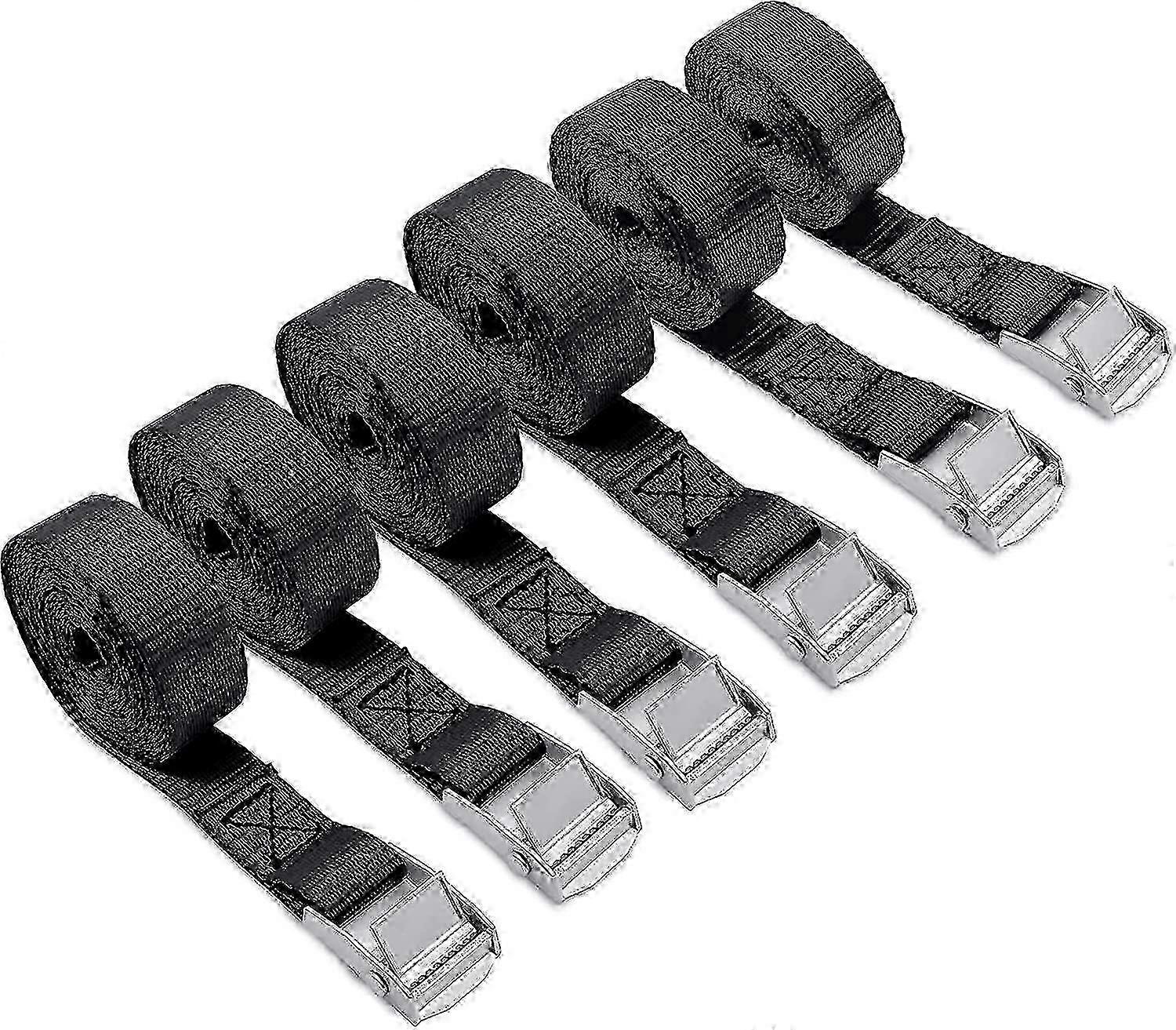 Lashing straps 1m - 6 pieces of lashing straps, short, black, lashing strap with clamp lock for motorcycle bike carriers, extremely robust lashin