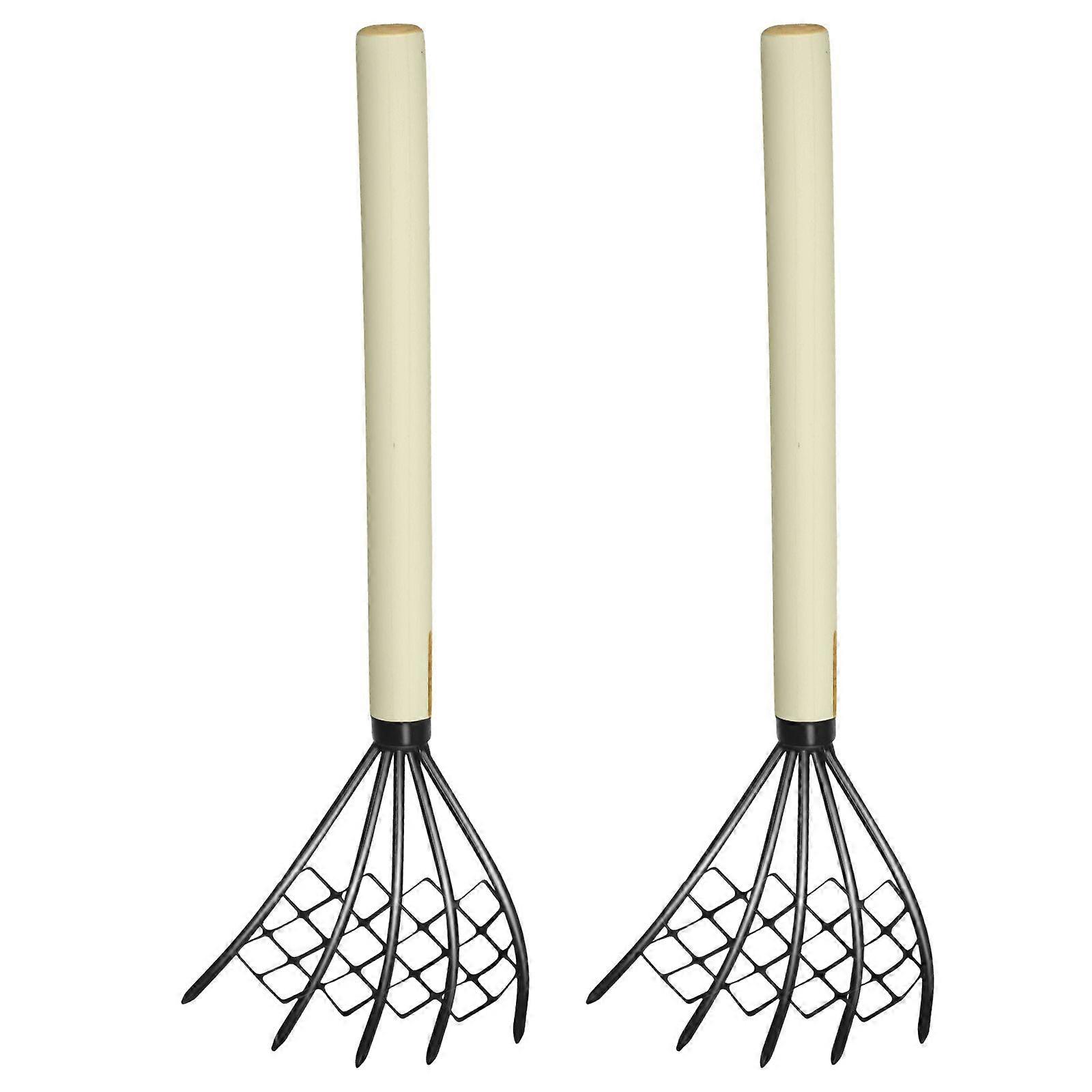 2pcs Hand Claw Rake 5-tine Claw Rake Useful Beach Shell Rake with Mesh Net Loosening Tool