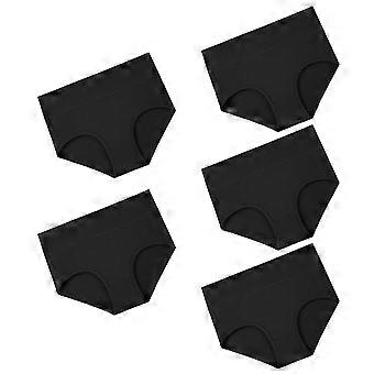 Pack of 5 High Waist Cotton Underwear for Women Soft Breathable Panties Stretch Black Briefs Underpants for Everyday Use  XL Black