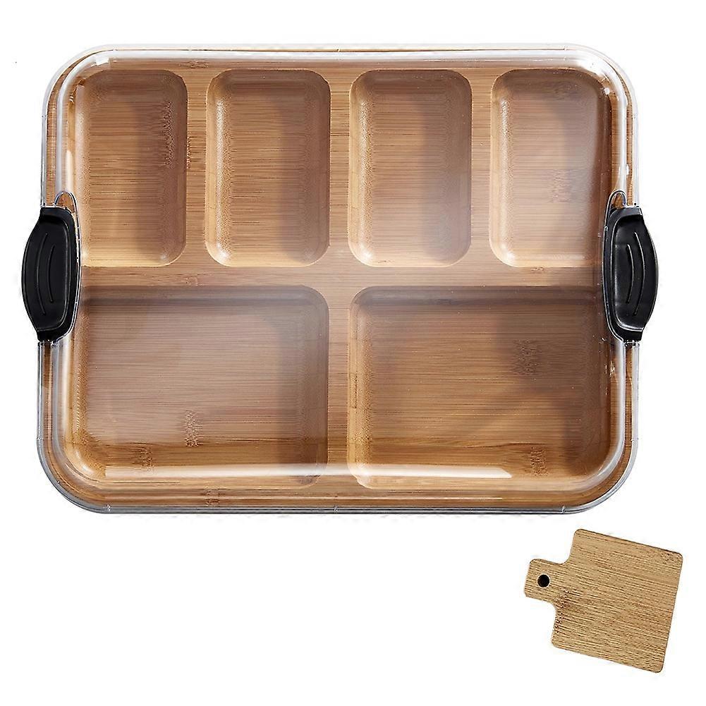 Build-A-Board Cutting Board with Compartments and Clear Locking Lid for Charcuterie, Snacks, Bamboo with Bottle Opener
