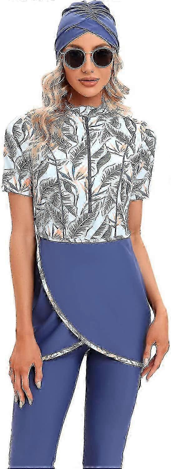 Maillot de bain islamique à couverture intégrale - Haut à manches courtes et pantalon pour femme Fle