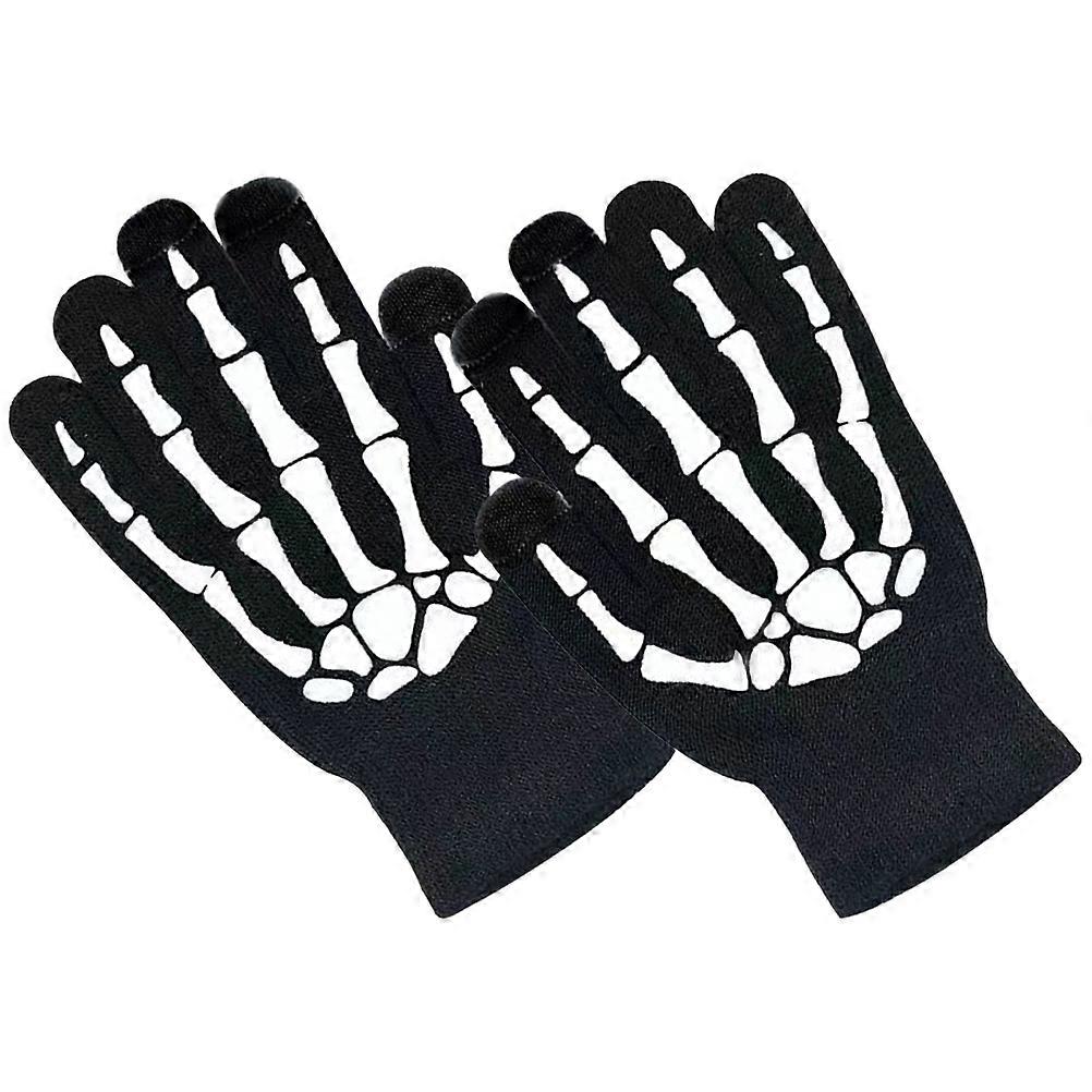 Glow In Dark Halloween Skeleton Pattern Gloves Night Visibility Protector 1 Pair