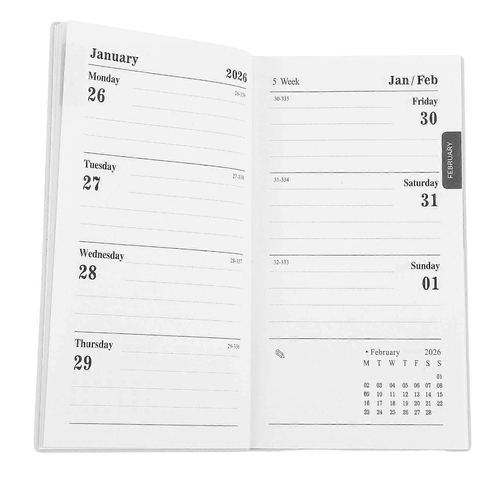 2026 A6 Daily Planner Book with Thick Paper for Scheduling