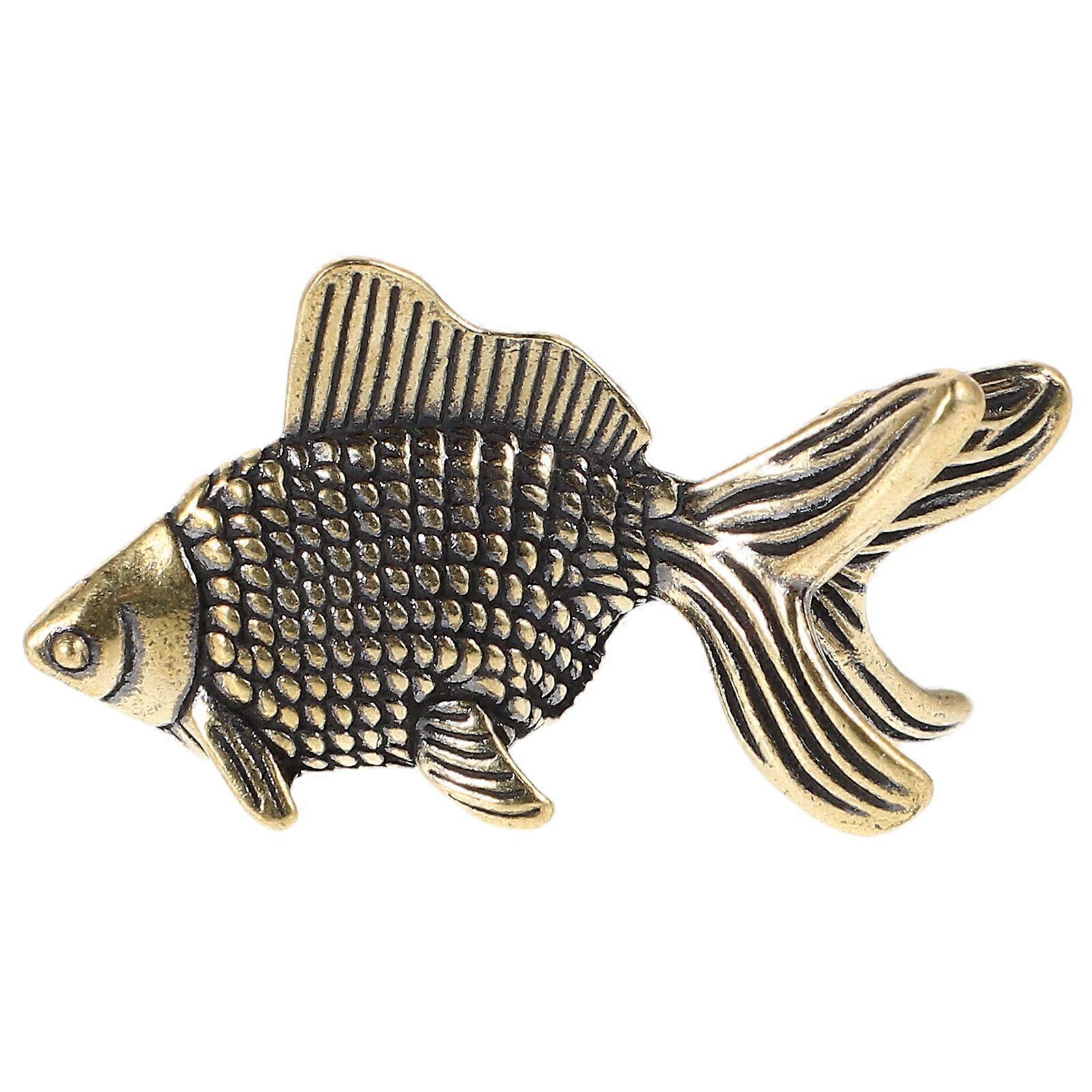 Fish Tea Pet for Decoration Antique Copper Tea Table Ornament