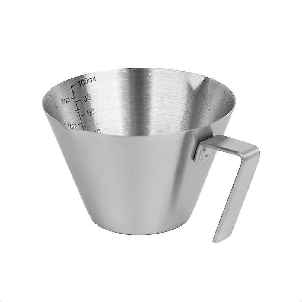 Espresso Measuring Cup 304 Stainless Steel Dual Spout with Handle 100ml Dual Scale for Barista