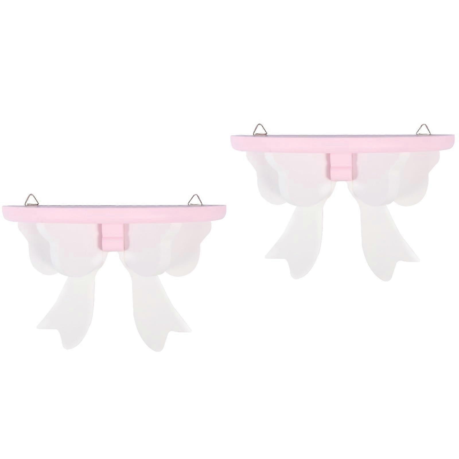 2pcs Wooden Floating Wall Mounted Shelves Rustic SpaceSaving Storage Rack 8 x 3 Inch