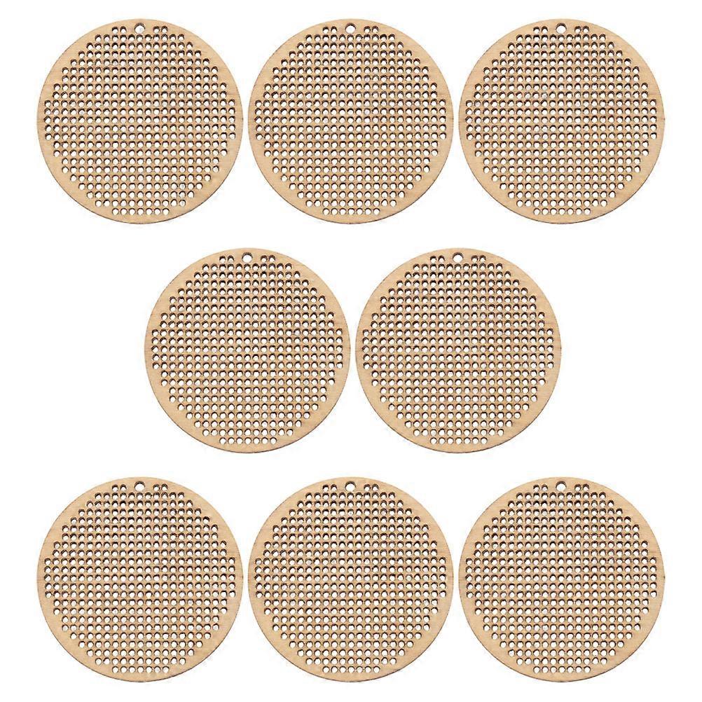 Wooden Cross Stitch Chips for Decorating 8Pcs DIY Circle Bookmark Frames