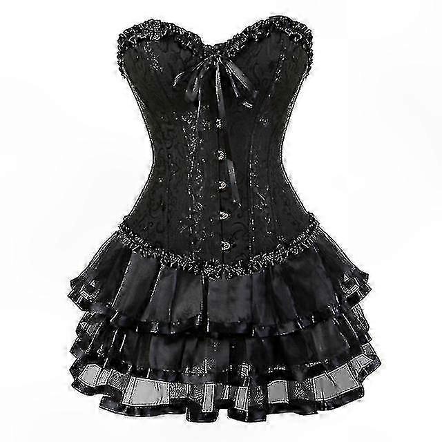 Women's Elegant Corset and Tutu Skirt Set - Overbust Design with Adjustable Fit