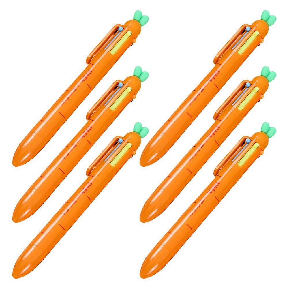 Plastic Carrot Ballpoint Pen for Writing Use in 6Pcs Pack
