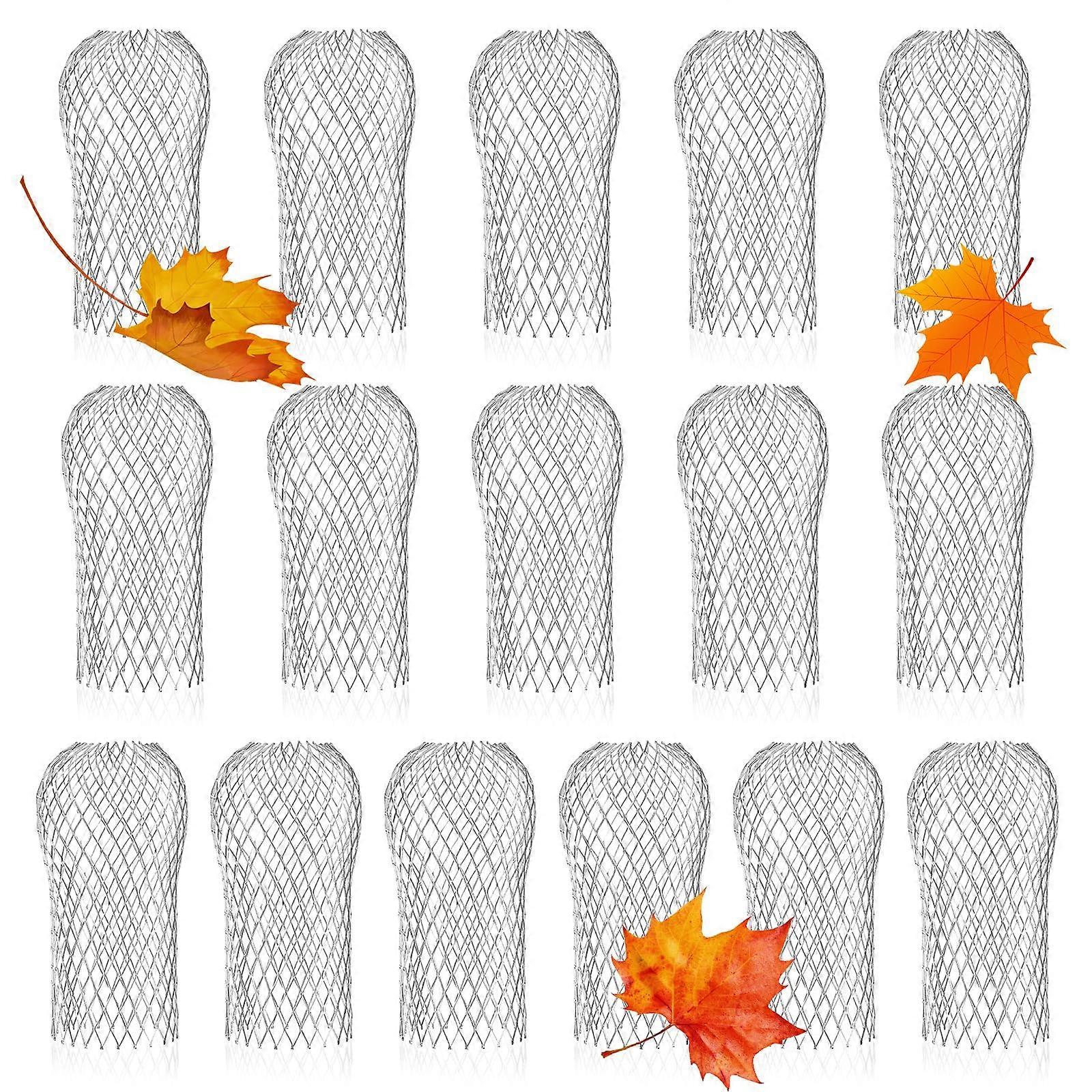 16 Pack Aluminum Gutter Downspout Strainer Rustproof Expandable Leaf Guard Filter 23.5 Inch