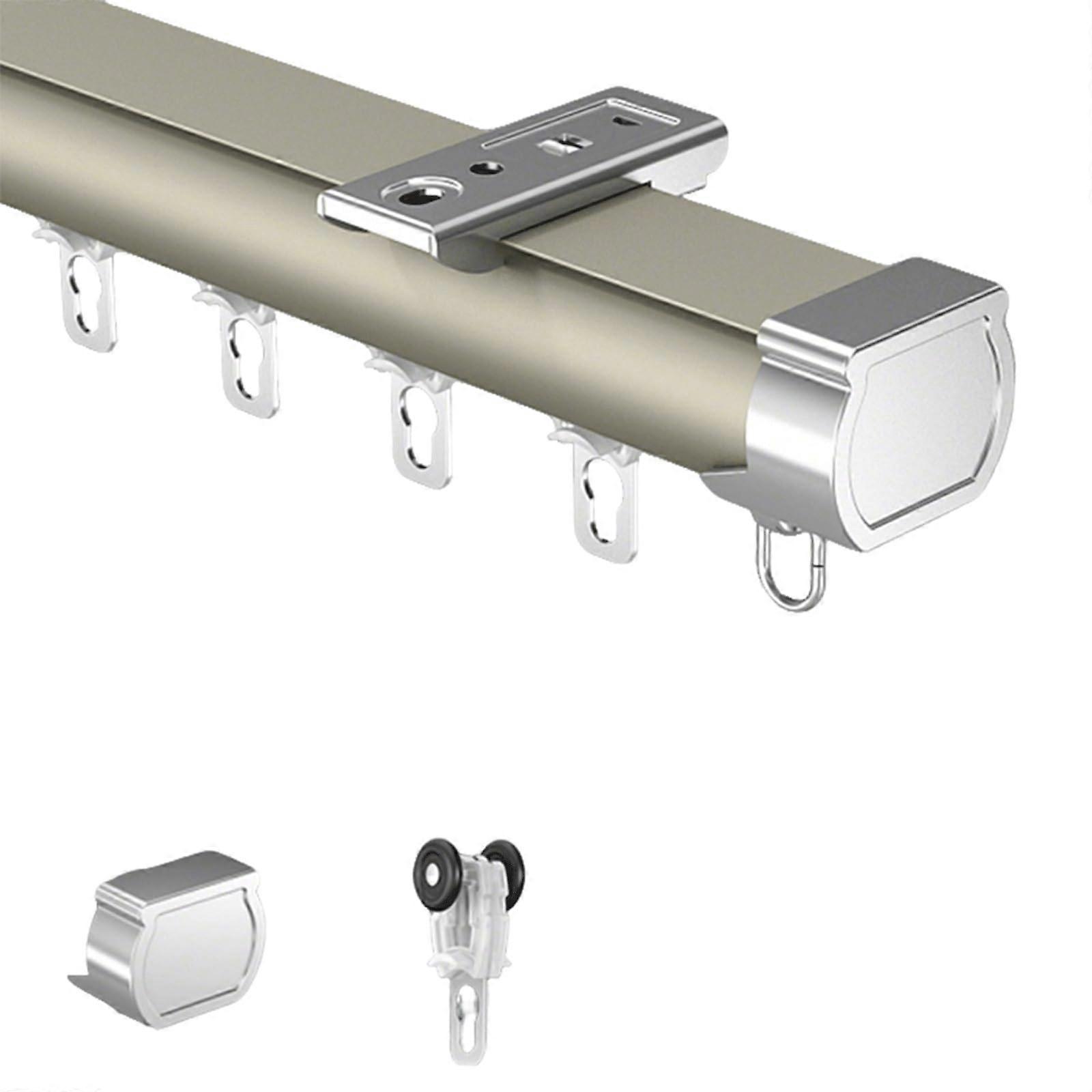 Ceiling Curtain Track with Silent Rollers, Heavy Duty Aluminum Rail for Room Divider, Champagne 4.2m
