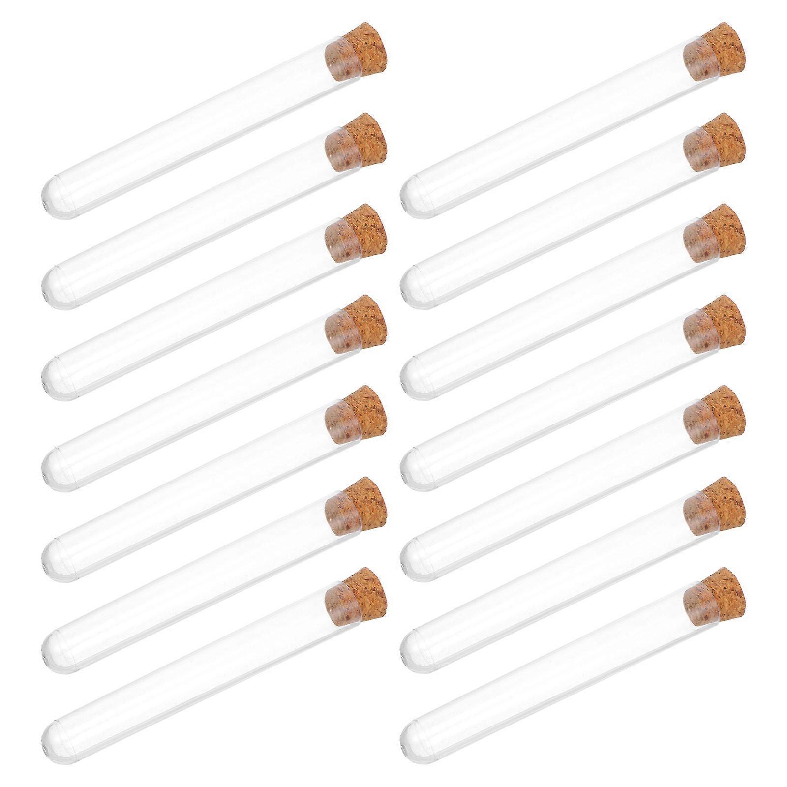 Plastic Test Tube for Lab Use 50Pcs Clear Transparent Vials with Cork Stoppers