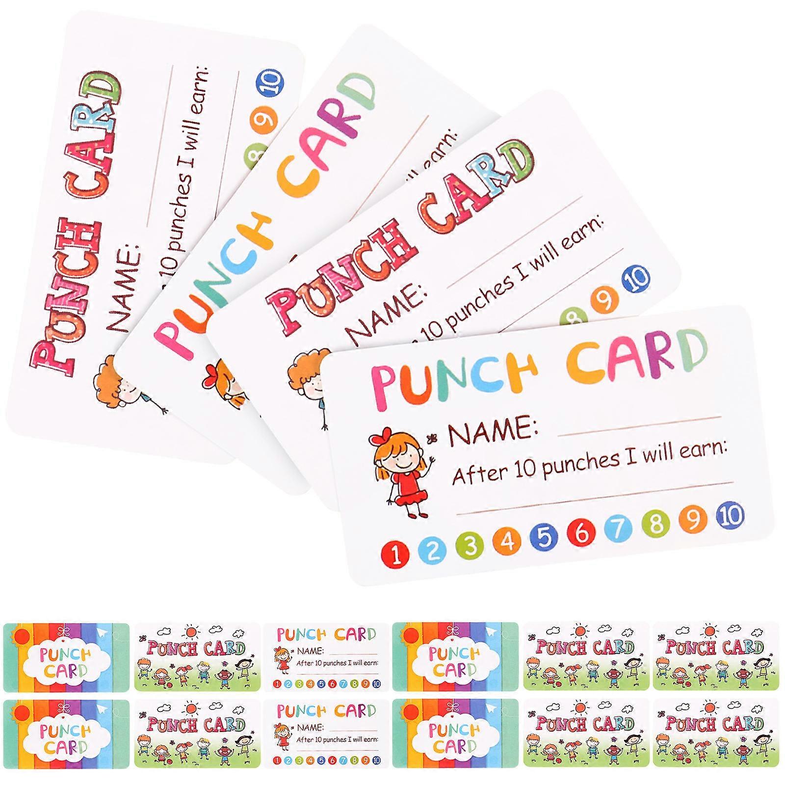 Punch Card Cards for Behavior Incentive with 20 Sheets Reward Punch Cards