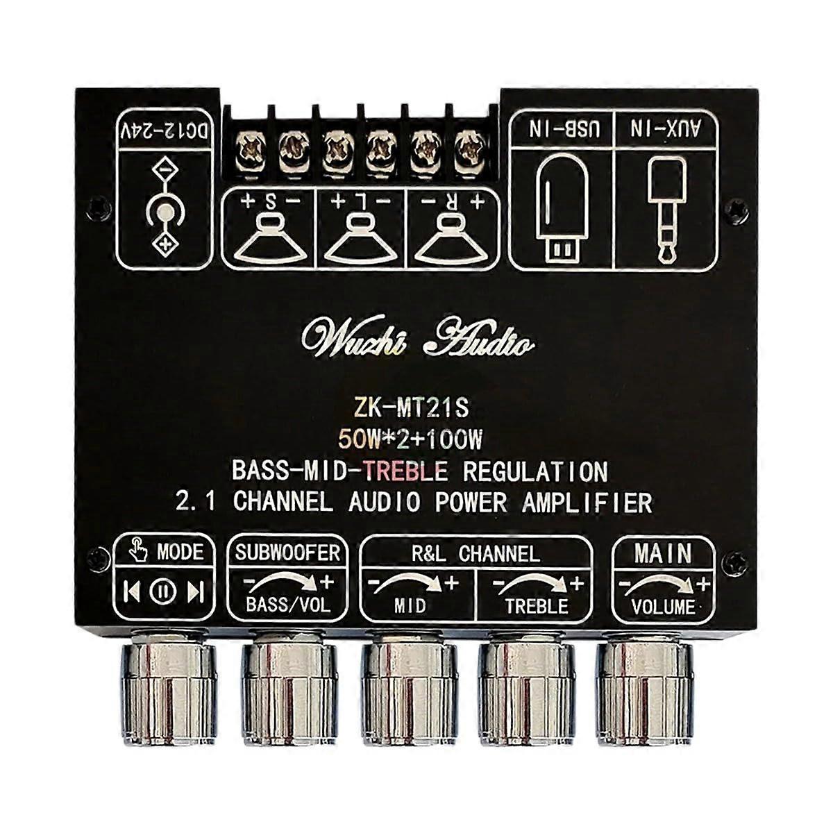 Bluetooth 5.0 Subwoofer Amplifier Board TPA3116 2.1 Channel Stereo 50Wx2+100W Deep Bass