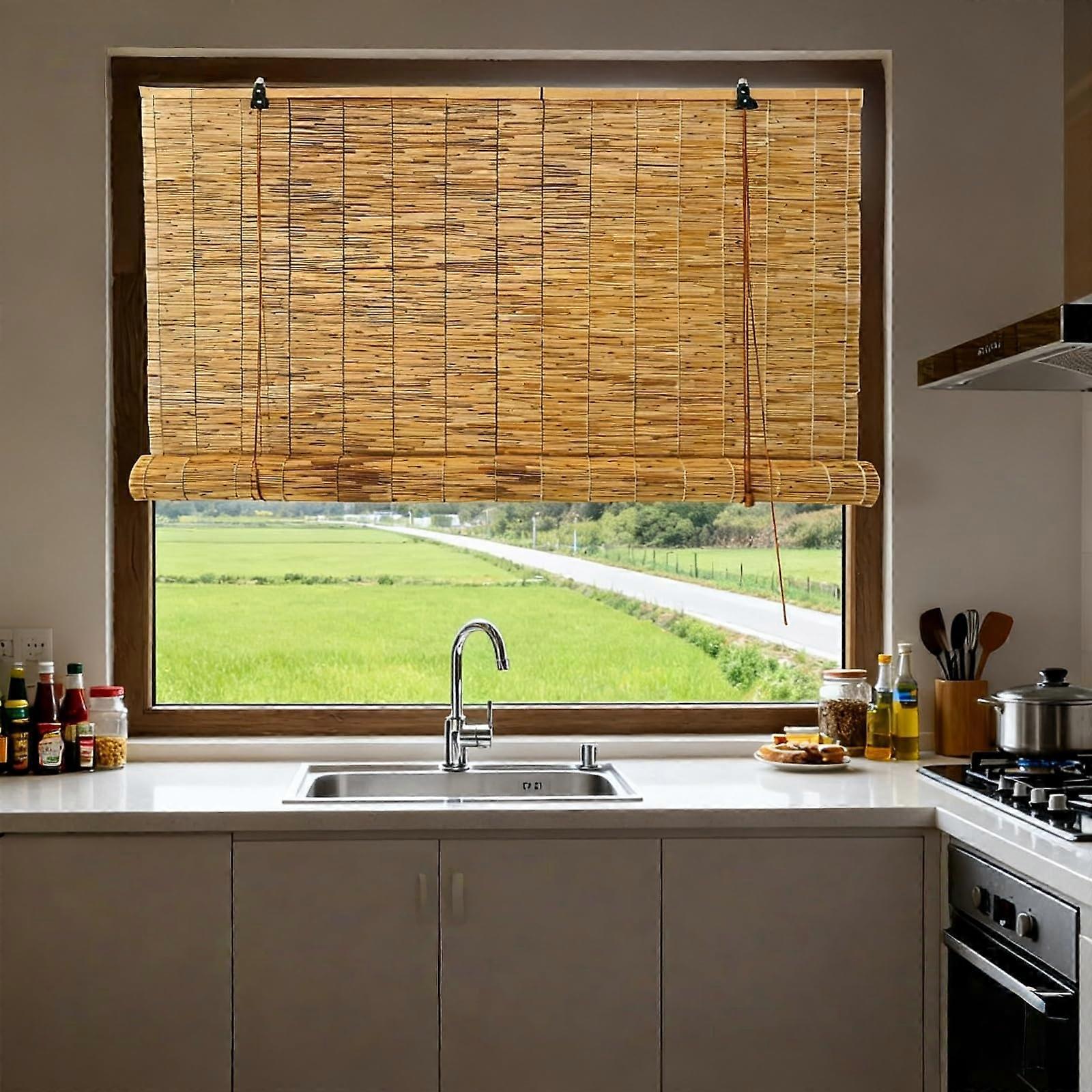 Cordless Bamboo Roman Shades Light Filtering 70% EcoFriendly WarpResistant Window Blinds for Home