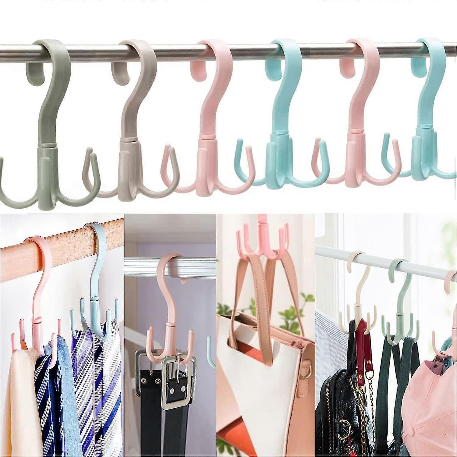 Closet Belt and Tie Hanger with 6 Hooks, 360° Rotating SpaceSaving Organizer for Wardrobe Accessories