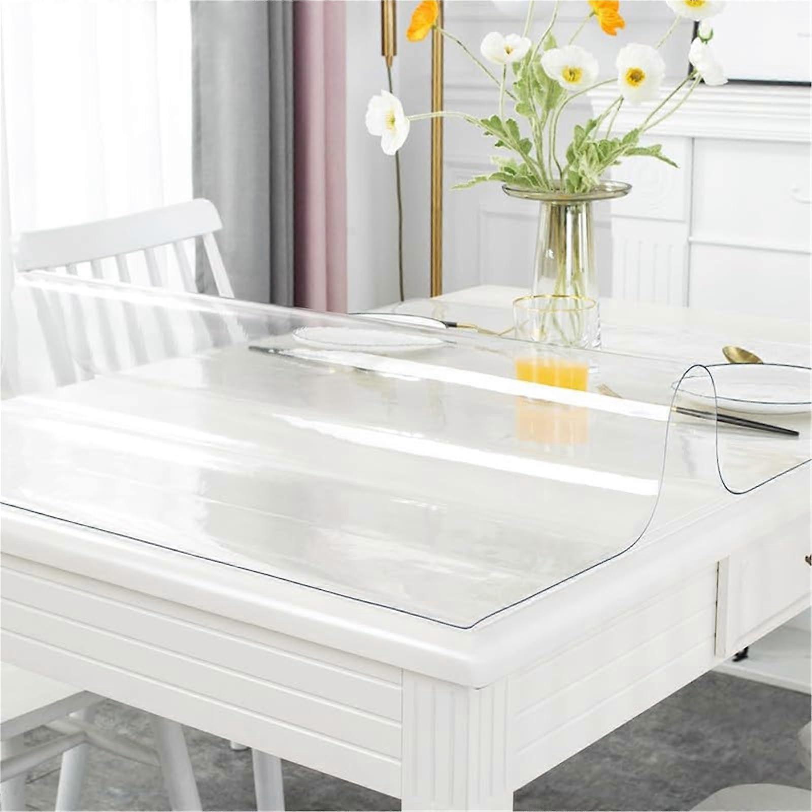 Clear PVC Table Cover Protector, Waterproof Heat Resistant Plastic Tabletop Pad, 50cm x 70cm