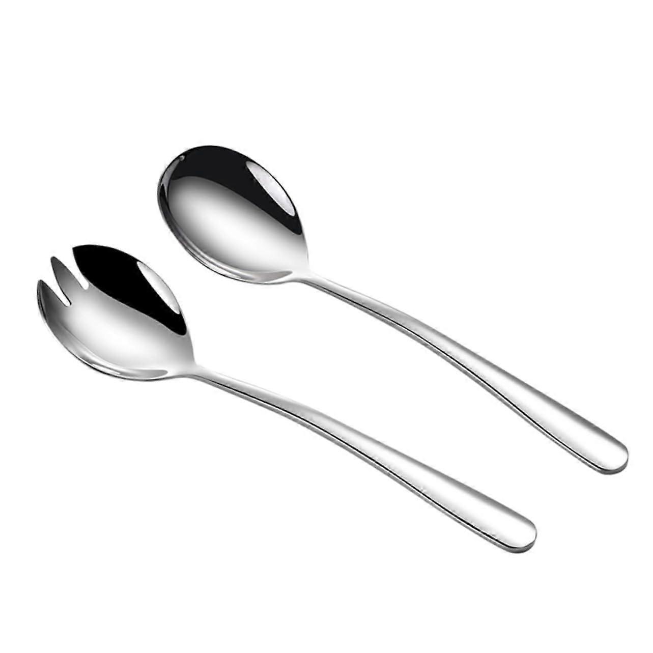Stainless Steel Salad Serving Utensils Set with Fork and Spoon, Elegant Mirror Finish Flatware
