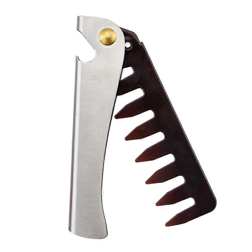 Anti-Static Comb Foldable Stainless Steel Handle Comb for 2Pcs Wide Tooth