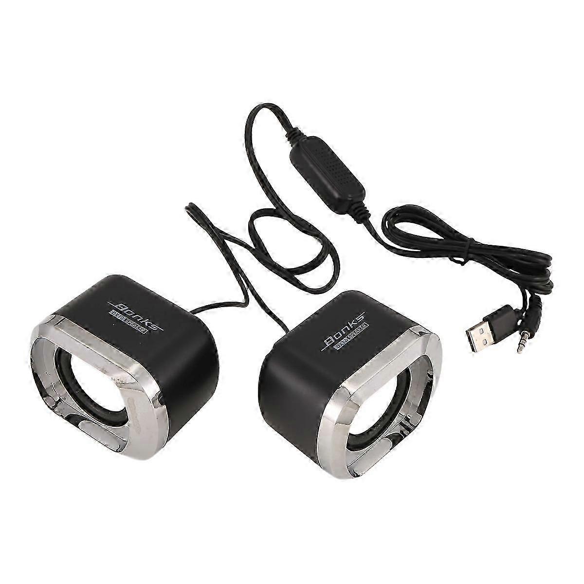 USB 2.0 Notebook Speakers Wired Stereo Mini Computer Speaker black