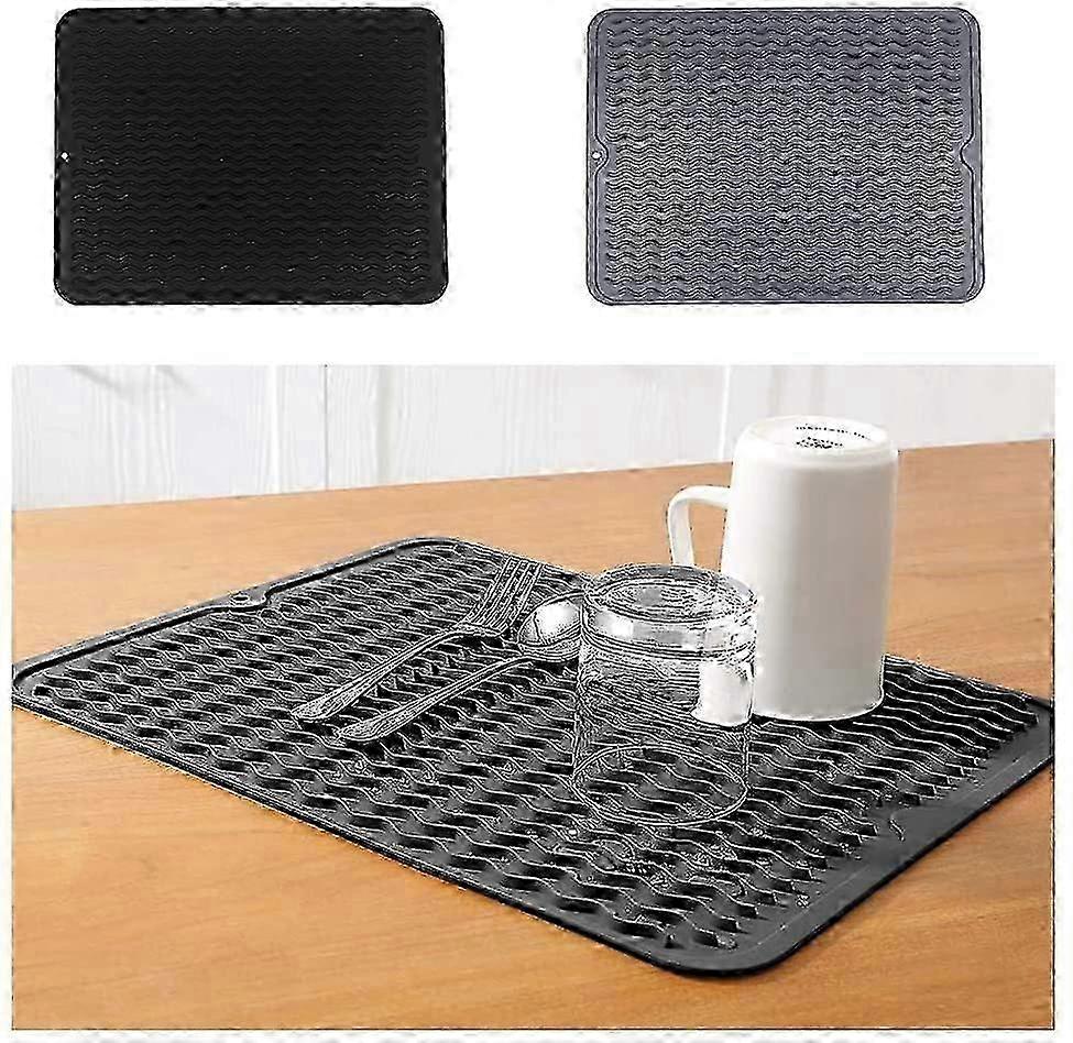 Multi-Function Silicone Draining Mat, 40x30cm Dish and Utensil Drying Mat, Soft