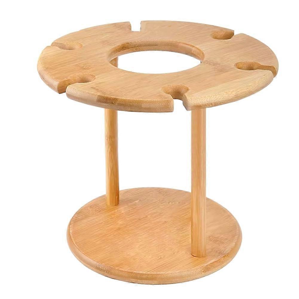 Freestanding Bamboo Wine Glass Rack Tabletop Stemware Holder Compact Foldable Organizer