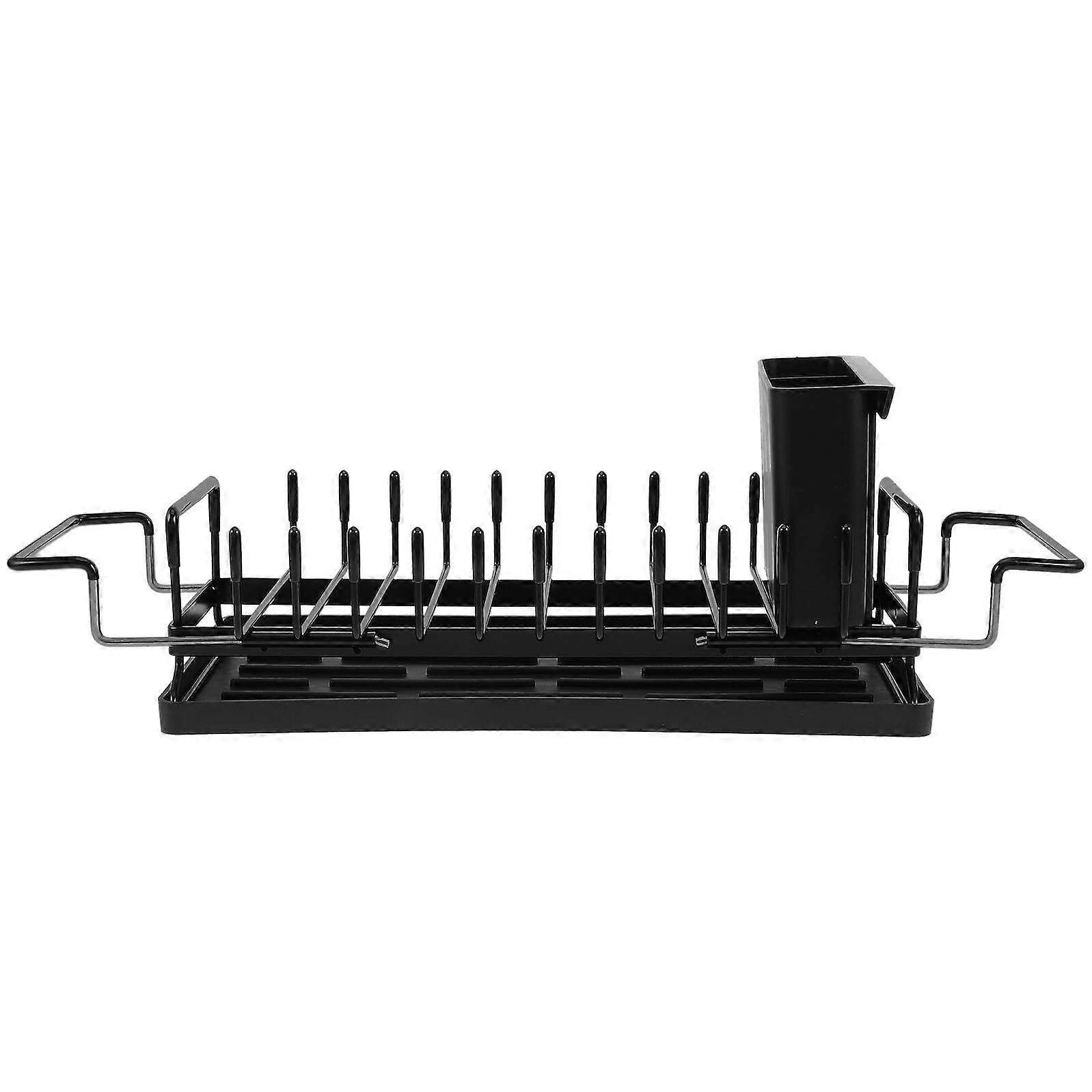 Large Capacity Dish Drying Rack with Utensil Holder and Drainboard, Foldable SpaceSaving Kitchen Organizer