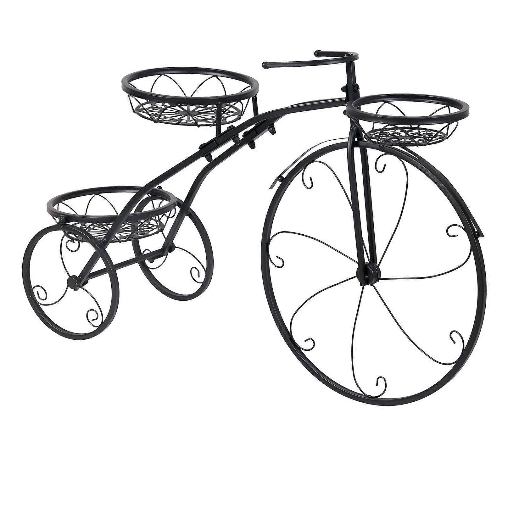 Vélo Jardinière Métal Plante Stand Jardin Vélo Pot De Fleur Chariot Porte-Panier Déco