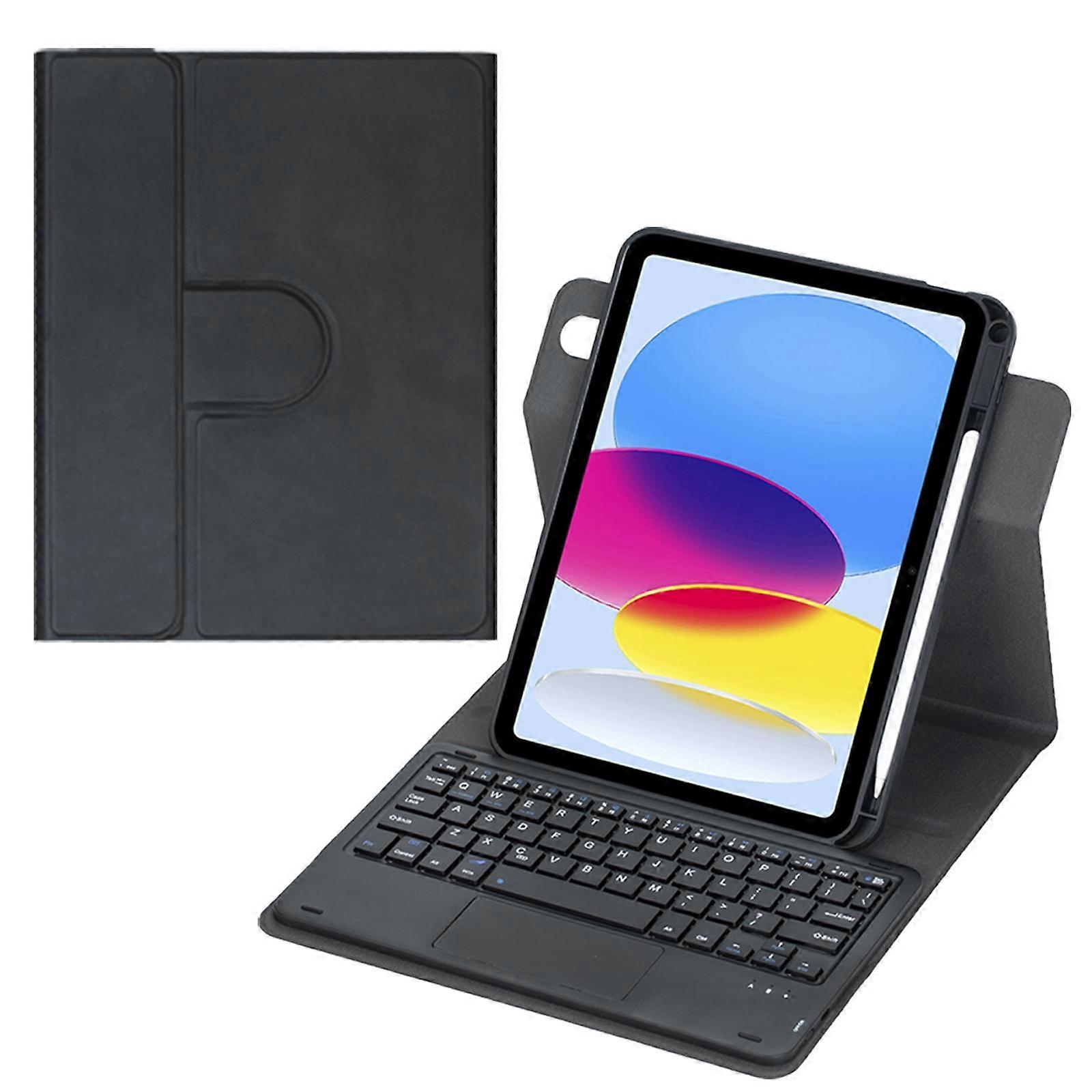 360-degree Rotation Bluetooth Keyboard Leather Tablet Case with Touchpad