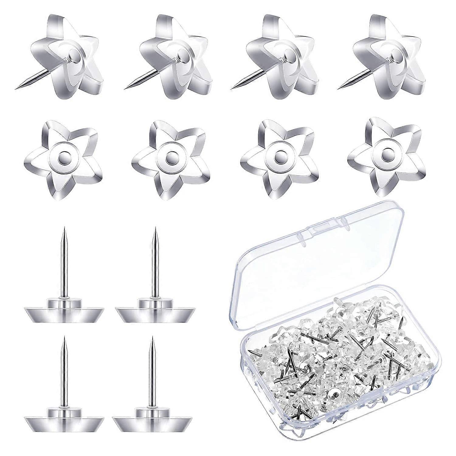 200 Pieces Star Shaped Push Pins Plastic Clear Thumb Tacks