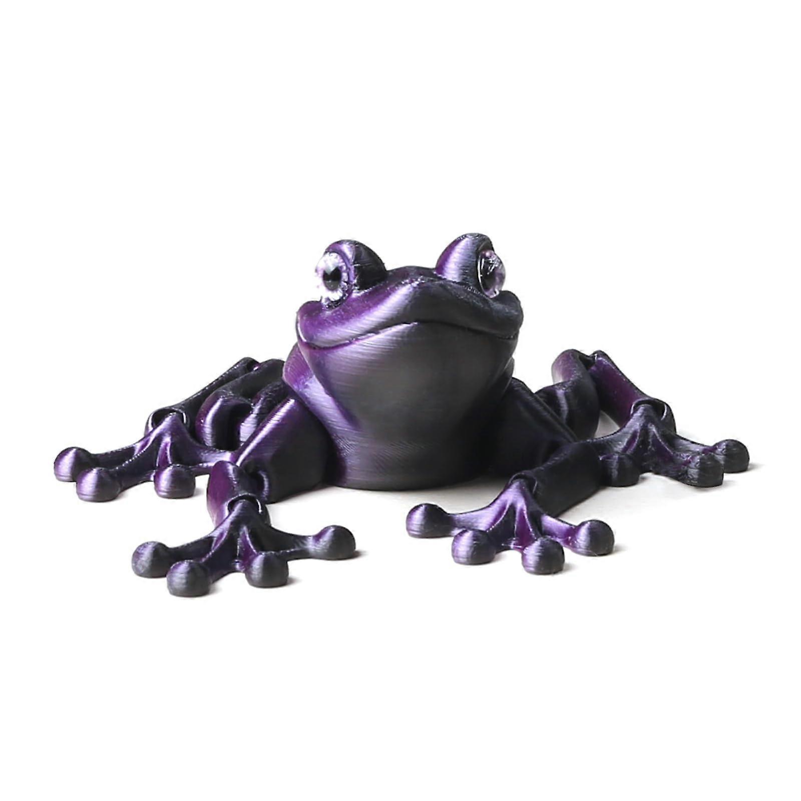 3D Printed Frog with Movable Joints, Realistic Purple Frog Figurine for STEM Learning and Decor
