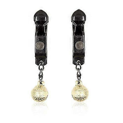 Adjustable Black Nipple Clamps with Soft Tips and Decorative Gold Bells for Couples