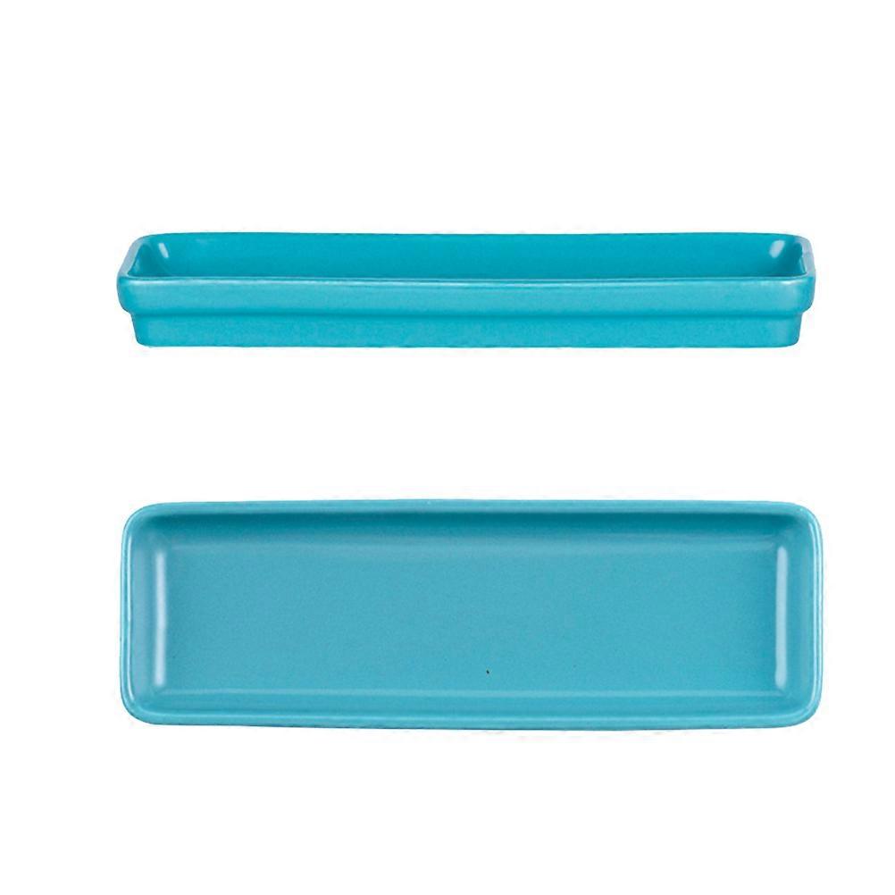 Ceramic Sushi Plate Long Serving Dish for Food Serving Blue