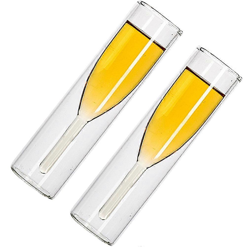 Beer Cup Double Layer for Drinking 2Pcs Transparent Glass Goblet 100ml