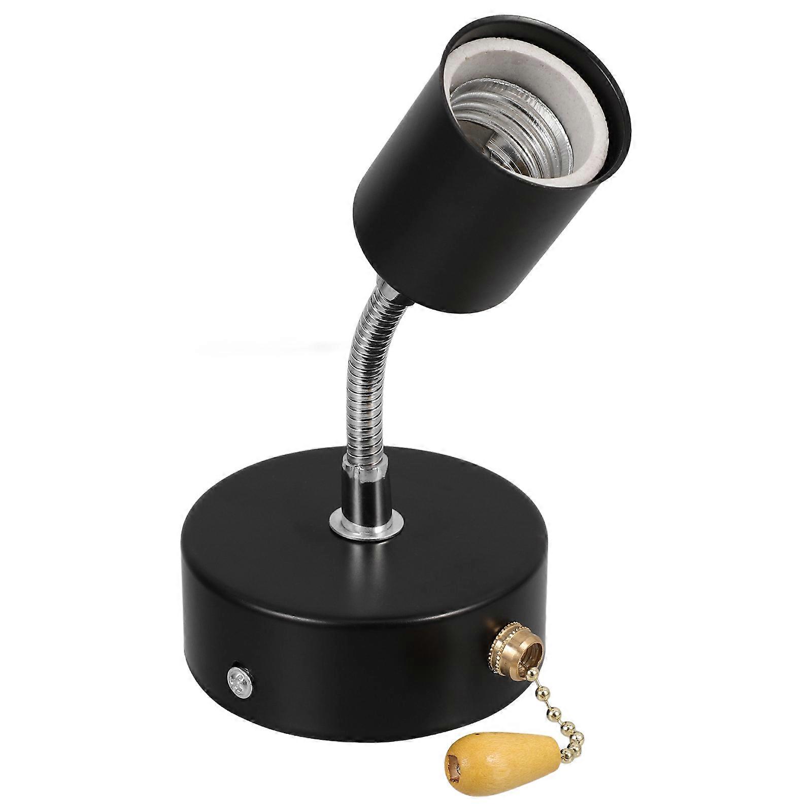 Wall Lamp Socket Holder with Switch for Light Bulb Use 4Sets Black Alloy