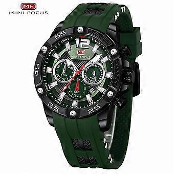 Modische Herren-Sportarmbanduhr (Chronograph/Wasserdicht/Leuchtend/Kalender) mit Silikonarmband und Quarzwerk für Herren