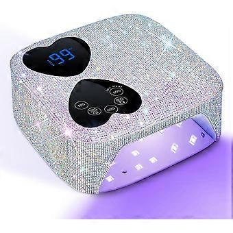 Kabellose LED-Nagellampe, 80-W-UV-Licht (wiederaufladbar) für Gelnägel, professioneller Gel-Lichttrockner mit 5 Timern und Spiegelbasis, funkelnde Strasssteine