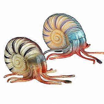 Set di 2 modelli di lumache marine, giocattoli di creature antiche per bambini, regalo puzzle, decorazione per acquario, replica di conchiglia di nautilus