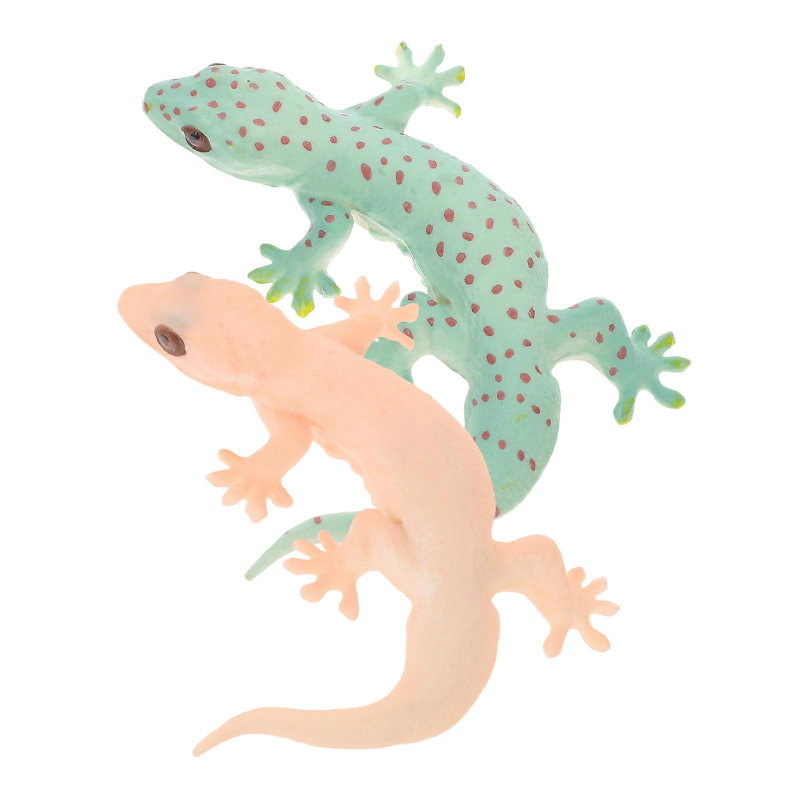 2pcs Simulation Lizard Figurine Lizard Figure Lizard Toy Simulation Animal Model Prank Props