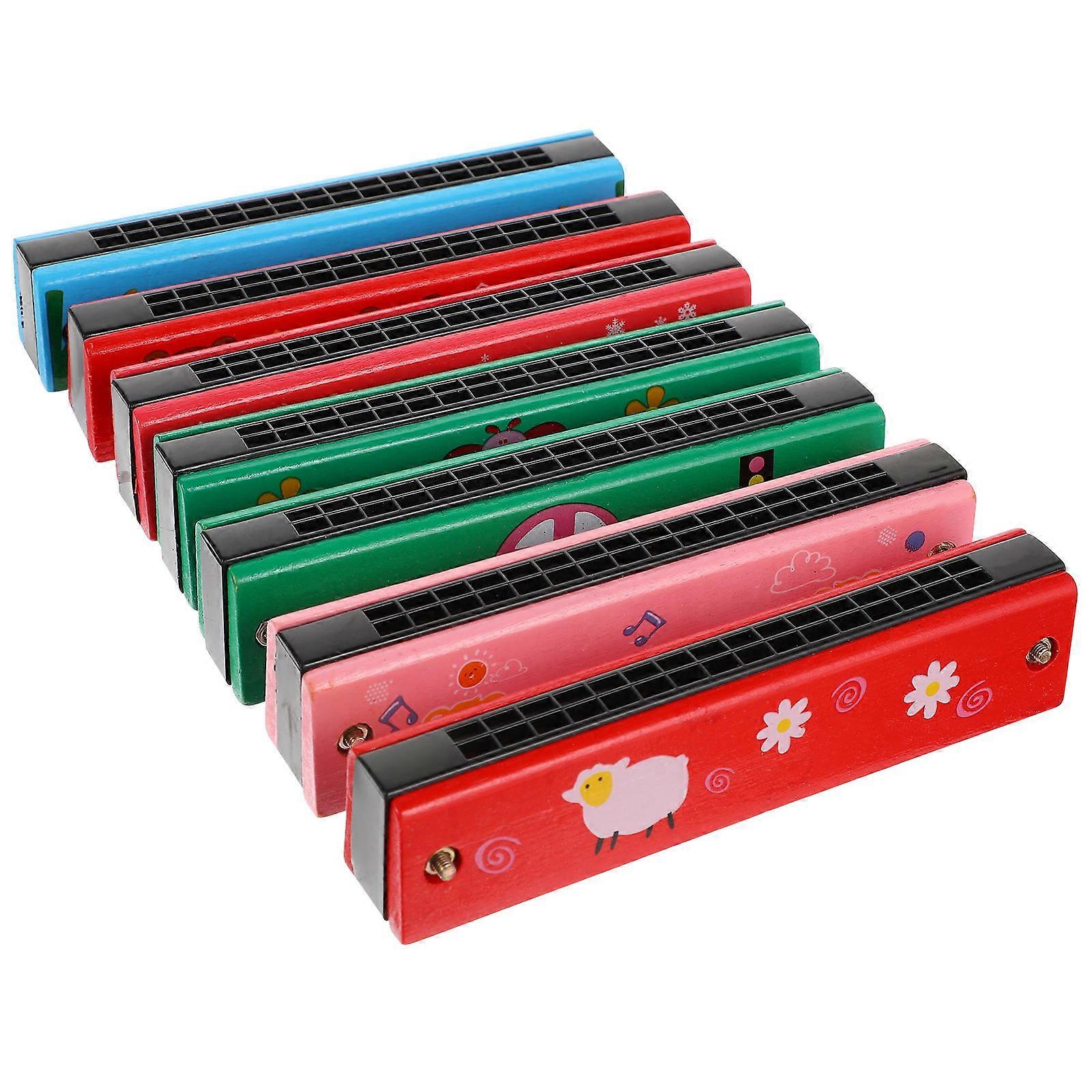 Kid Harmonica Wooden Harmonica for Children 7Pcs Beginner Learning Toy