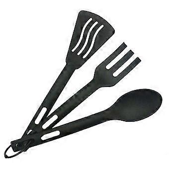 Conjunto de utensílios de cozinha infantis portáteis em nylon, com 3 peças, para uso externo.
