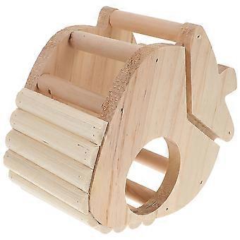Hellgelbes Kaninchenkäfig-Set aus Holz mit Futter- und Heuraufe, 4-teilig, für Haustiere